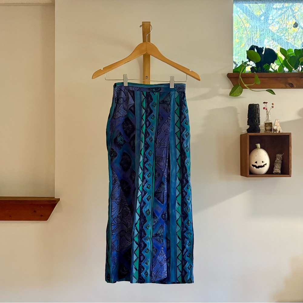 Blue and Green Patterned Women's Skirt